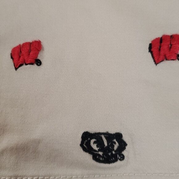 University of Wisconsin UW Badgers Bucky ES College Classic Khaki Shorts Size 11 - Picture 2 of 6